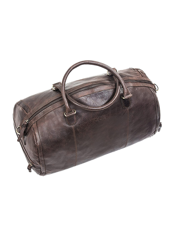 

Stets London Leather Duffel Zipper Bag, ST-0346, Brown