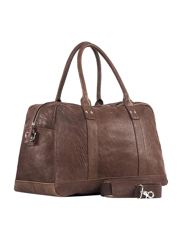 

Stets London Leather Duffel Zipper Bag, ST-0761, Brown