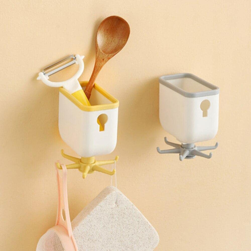 

Stud Multifunctional Self-Adhesive Bathroom Storage Rack Wall Rotating Hanger Kitchen Hook, Yellow