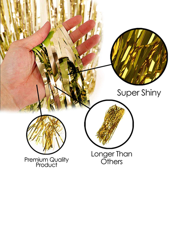 

Party Propz Metallic Fringe Foil Curtain, 3 x 6FT, Gold