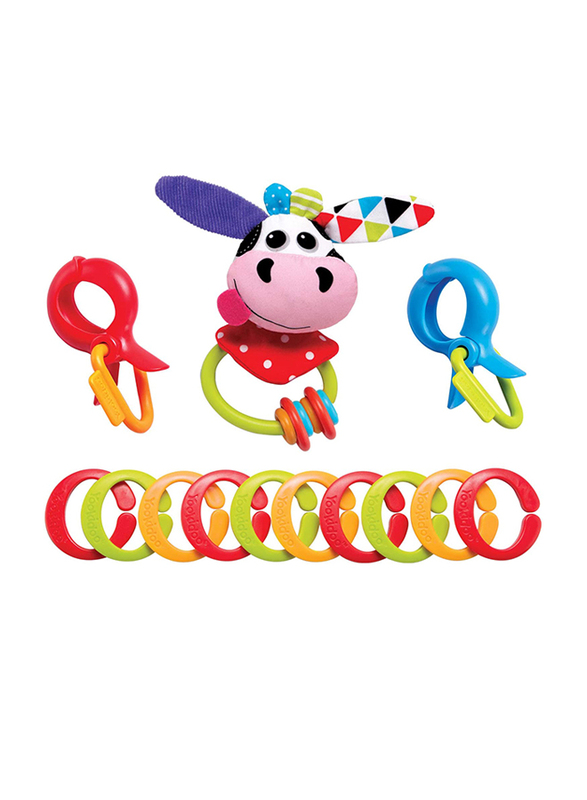 

Yookidoo Clips Rattle N Links A Multi-Purpose Clips-Cow Set, Multicolour