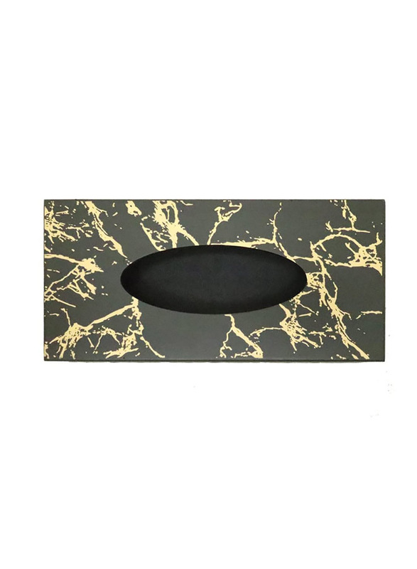 

Stud Solid Wood Marble Design Tissue/Napkin Holder Case Box, Black