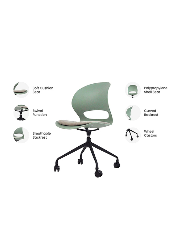 Navodesk VIS Premium Home Office Chair with Castor Wheels, Sage Green