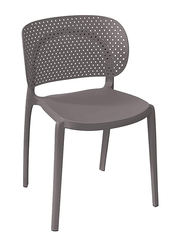 Daamudi Mono Premium Modern Dotted Nordic Stackable Indoor & Outdoor Plastic Chairs, 4-Piece, Brown