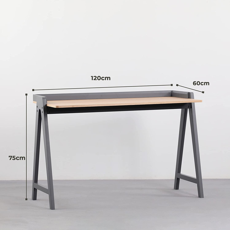 Daamudi Kai Modern Nordic Study & Computer Desk with Solid Wood Base for Home & Office, Brown