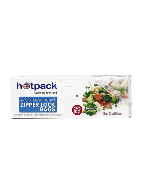 

Hotpack Zipper Lock Bag Set, 18 x 21cm, 20 Pieces