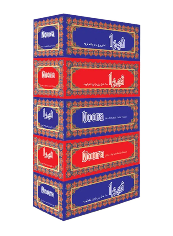 

Noora Facial Tissues, 5 Boxes x 200 Sheets x 2 Ply