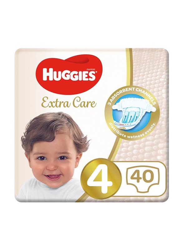 

Huggies Extra Care Baby Diapers, Size 4, 8-14 kg, Value Pack, 40 Count