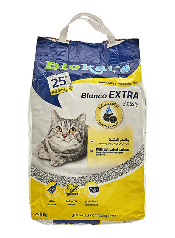 

Biokat Bianco Extra Classic Clumping Litter for Cats, 5Kg, Multicolour