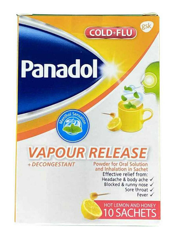 

Panadol Cold and Flu Hot Lemon and Honey Vapour Release, 10 Sachets