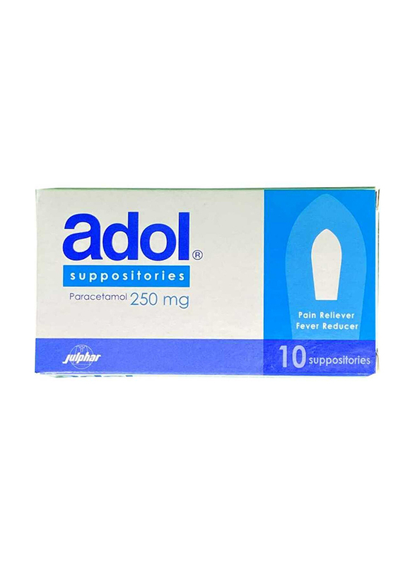 

Julphar Adol Paracetamol Suppositories, 250mg, 10 Pieces