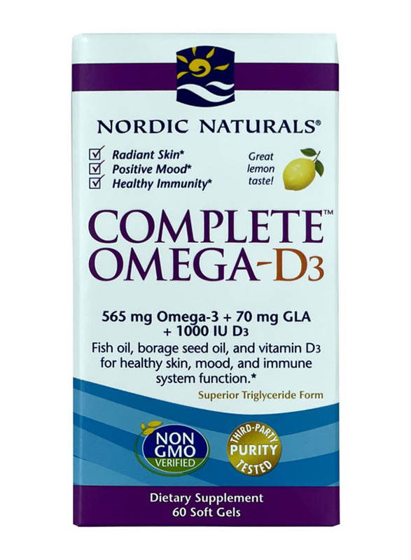 

Nordic Naturals Complete Omega 3 Plus D3 Dietary Supplement, 60 Softgels Capsules