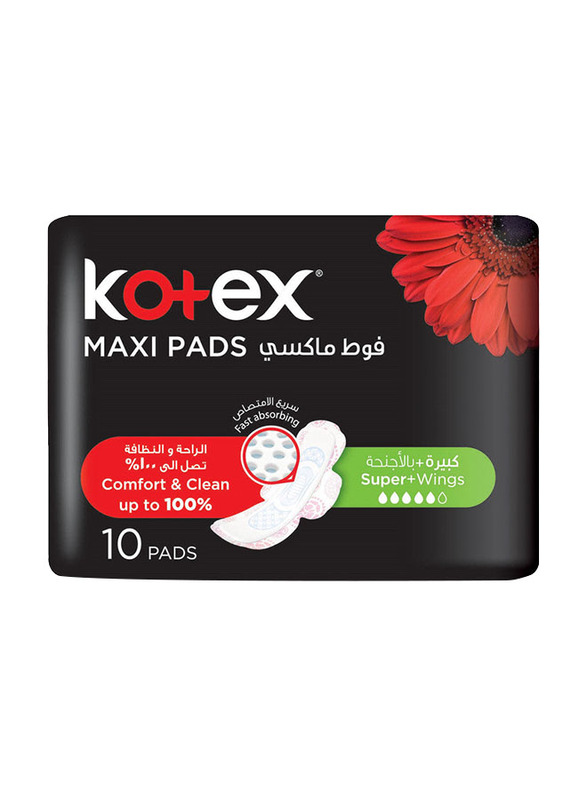 

Kotex Maxi Pads Super with Wings, 10 Pieces