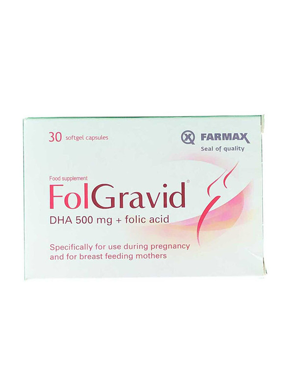 

Farmax FolGravid DHA 500mg & Folic Acid, 30 Softgels Capsules