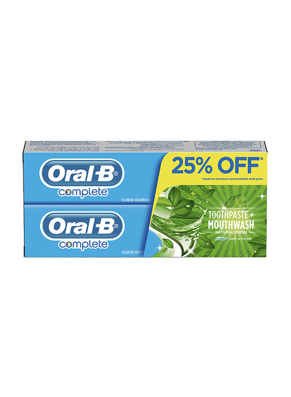 

Oral B Complete Fluoride Toothpaste And Mouthwash Natural Fresh, 100ml, 2 Pieces