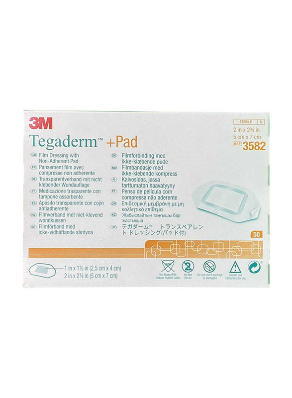 

3M Tegaderm+ Pad Film Dressing First Aid with Non-Adherent Pad, 5 x 7cm, 50 Pieces