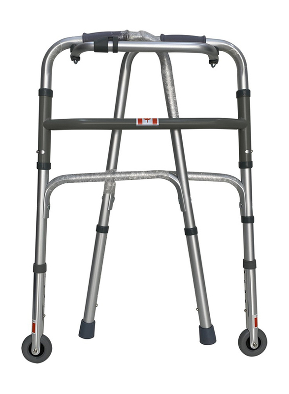 

Media6 Folding Walker with Wheels, Black/Silver
