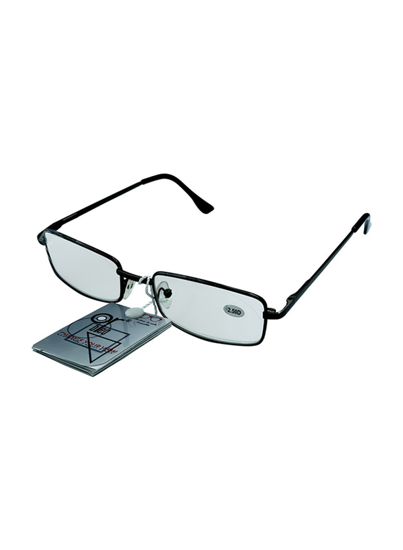 

OR Bleu Full Rim Rectangle Black Reading Glasses Unisex, Transparent Lens, Power +2.5