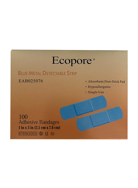 

Wellkang Ecopore Blue Adhesive Bandages, 100 Pieces