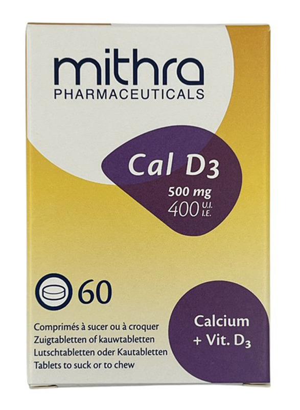 

Mithra Cal D3 500mg Chewable Tablets, 60 Tablets