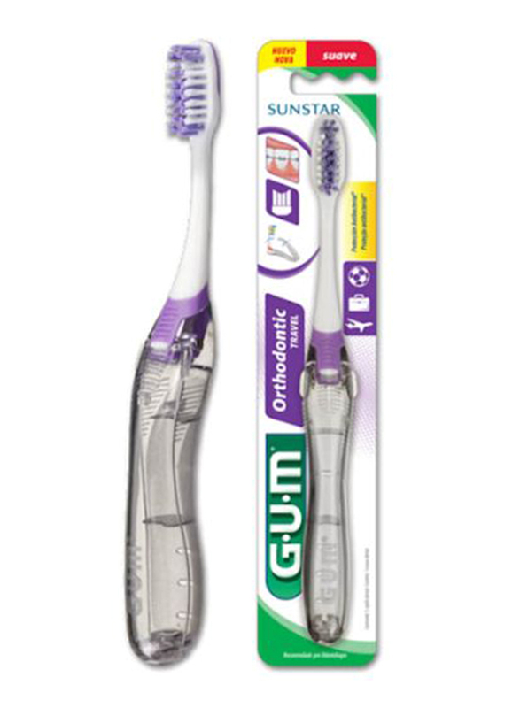 

Gum Ortho Travel Soft Toothbrush, One Size, White/Purple