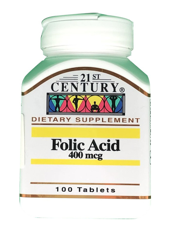 

21st Century Folic Acid Dietary Supplement, 400mcg, 100 Tablets