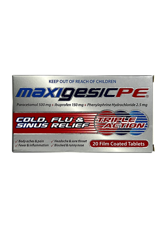 

Aft Pharma Maxigesic PE Cold Flu And Sinus Relief Triple Action Tablets, 20 Tablets