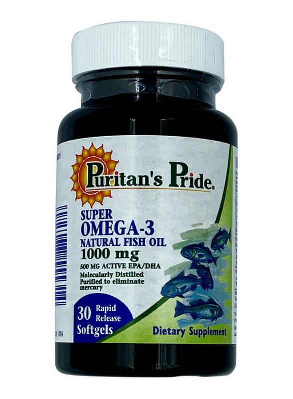 

Puritans Pride Super Omega 3 Natural Fish Oil Dietary Supplement, 1000mg, 30 Softgels