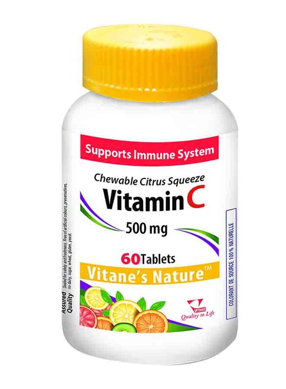 

Vitane's Nature Vitamin C Citrus Squeeze Chewable, 500mg, 60 Tablets