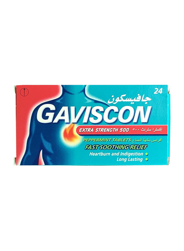 

Reckitt Benckiser Gaviscon Extra Strength 500 Peppermint Tablets, 24 Tablets
