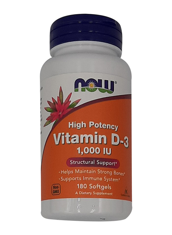 

Now High Potency Vitamin D-3 1000 IU Dietary Supplement, 180 Softgels