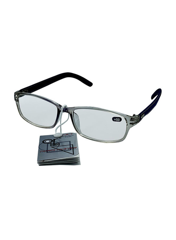 

OR Bleu Full Rim Rectangular Grey Reading Glasses Unisex, Transparent Lens, 60