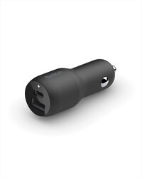 37W Dual Port Fast Car Charger, USB Type C 25W PPS Port and USB A 12W Port for Galaxy S23, S22 Ultra, Plus, Note 20, iPhone 14, 13, 12, Pro, Max, Mini and More - Black
