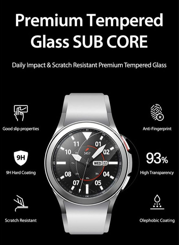 Araree Core Anti-Bacterial Tempered Glass Screen Protectors for Samsung Galaxy Watch4 Classic 40mm, Clear