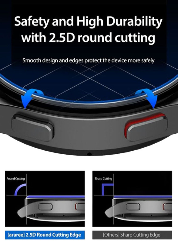 Araree Core Anti-Bacterial Tempered Glass Screen Protectors for Samsung Galaxy Watch4 Classic 40mm, Clear