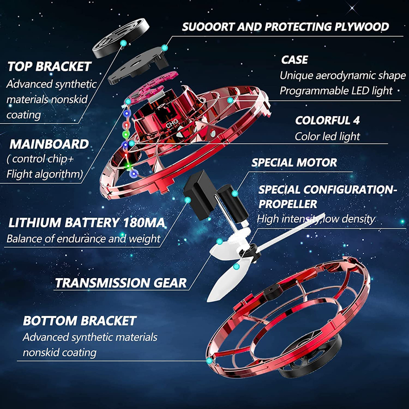 

Generic FlyNova Flying Spinner Mini Hand Operated Drone with 360 Rotating & Shinning LED Lights, Ages 3+, Red