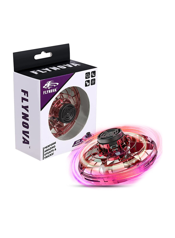 

Kanino Flying Spinner Mini Hand Operated Drones with LED Lights, Ages 1+, Red