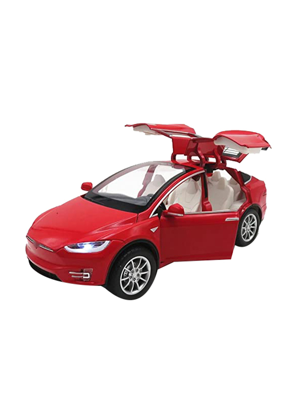 

YBSM Die Cast 1/24 Tesla Model X Sound Light Pull Back Model Toy Vehicle, Ages 3+, Red