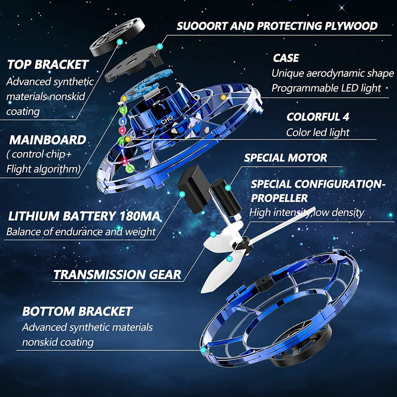 

Generic FlyNova Flying Spinner Mini Hand Operated Drone with 360 Rotating & Shinning LED Lights, Ages 3+, Blue