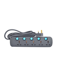 Terminator 5 Way Universal Power Extension Socket, 5 Meter Cable, Black