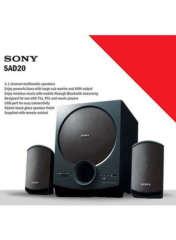 Sony 2.1 Channel Home Theatre Satellite Speakers, SAD20, Blue/Black