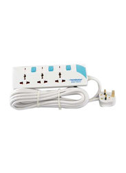 Terminator 3 Way 3G/3M Universal Power Extension Socket, TPB613, White
