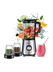 Kenwood 2L Glass Blender Smoothie Maker With Grinder Mill, 1000W, BLM45.720SS, Silver/Clear/Black