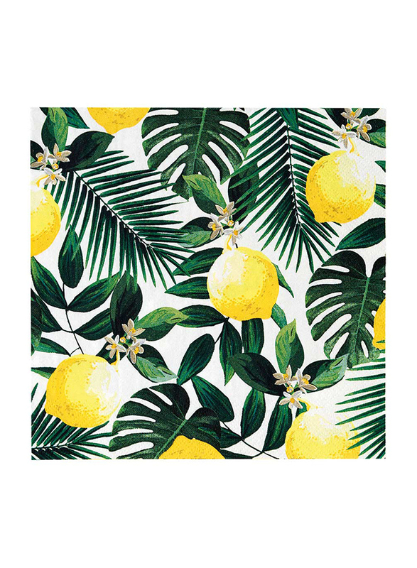 

Talking Tables Lemon Napkin, 20 x 33cm, 20 Pieces, Green/Yellow/White