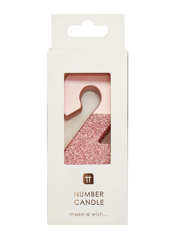 

Talking Tables Glitter Number 2 Candle, Rose Gold