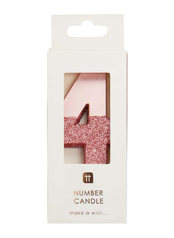 

Talking Tables Glitter Number 4 Candle, Rose Gold