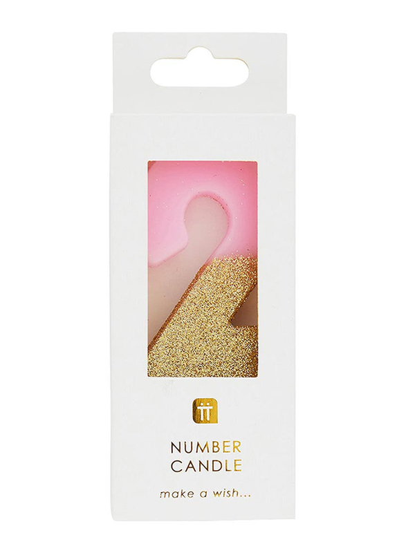 

Talking Tables We Heart Birthdays Glitter Number 2 Candle, Pink