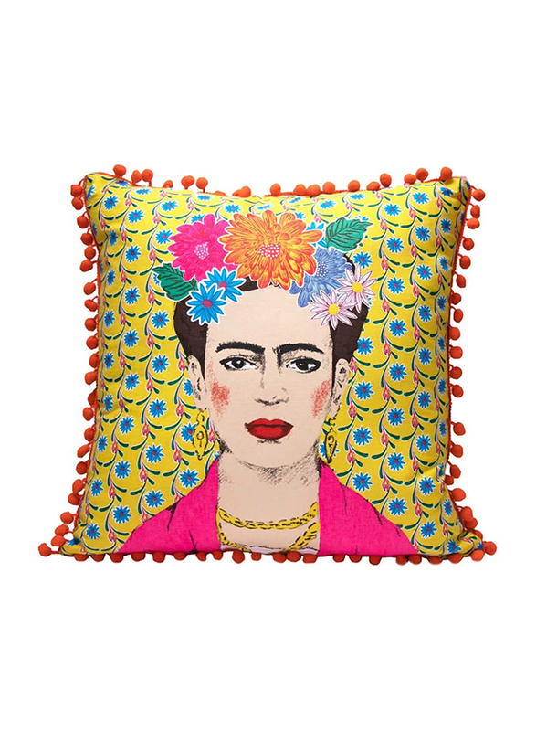 Talking Tables Boho Frida Kahlo Cushion, 45 x 45cm, Yellow