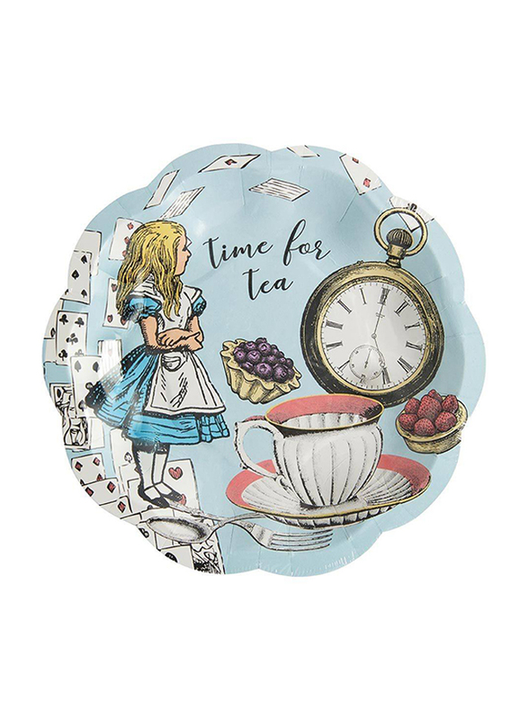 

Talking Tables 17.5cm 12-Piece Truly Alice Small Scalloped Paper Plate Set, Blue/Pink/White