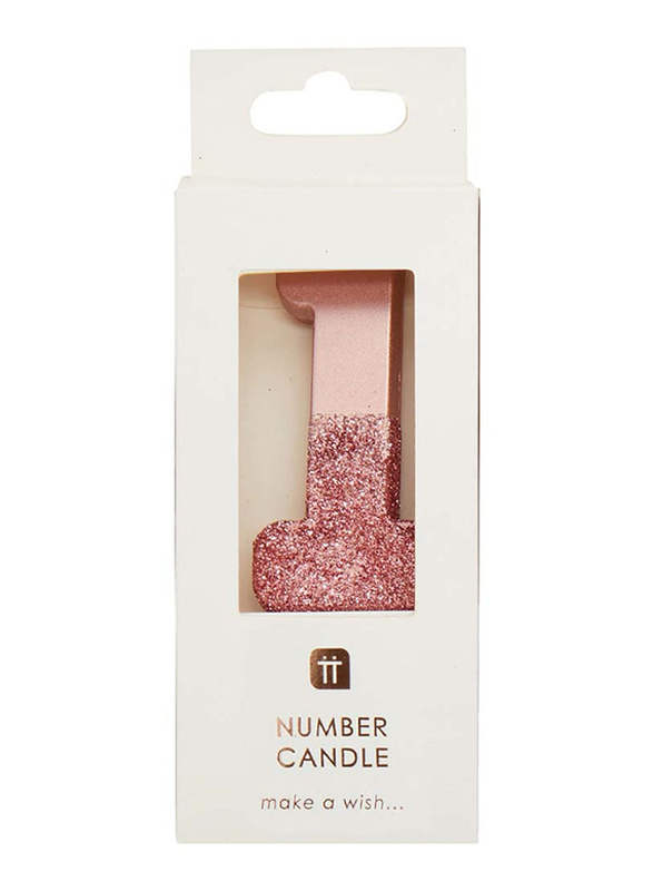 

Talking Tables Glitter Number 1 Candle, Rose Gold